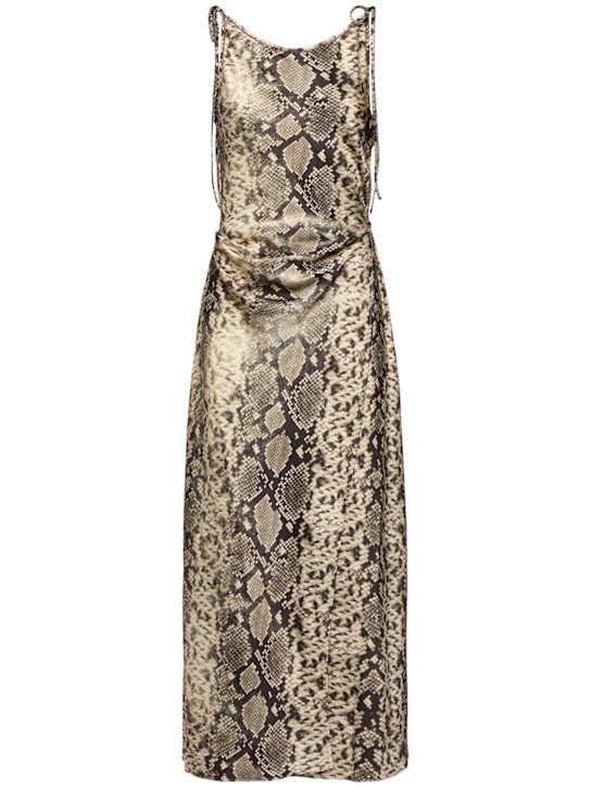 Acne Studios: Dayla python print jersey long dress - Brown/Multi - women_0 | Luisa Via Roma