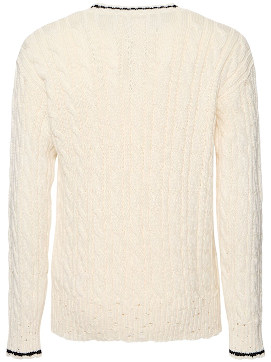 Marni: V-neck knitted sweater - Natural White - men_3 | Luisa Via Roma