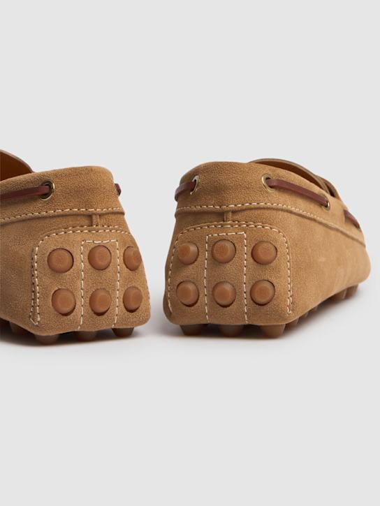 Tod's: 10mm Napa leather loafers - Beige - women_4 | Luisa Via Roma