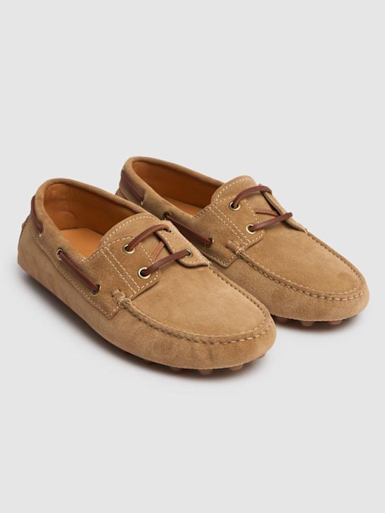 Tod's: 10mm Napa leather loafers - Beige - women_2 | Luisa Via Roma