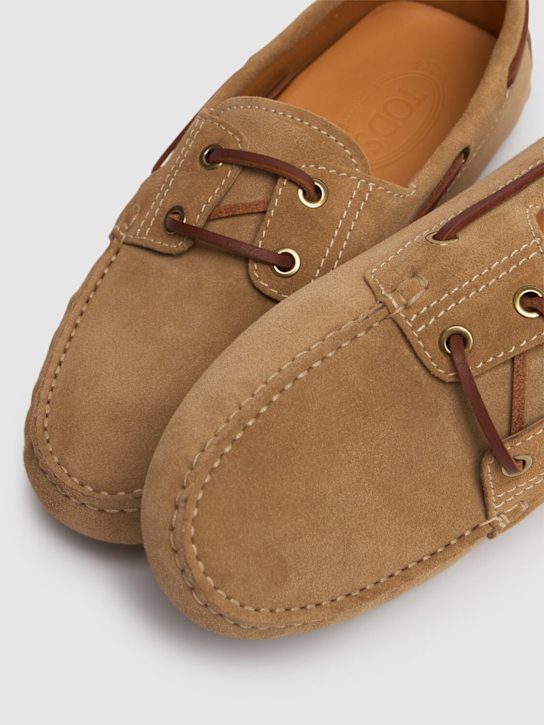 Tod's: 10mm Napa leather loafers - Beige - women_3 | Luisa Via Roma