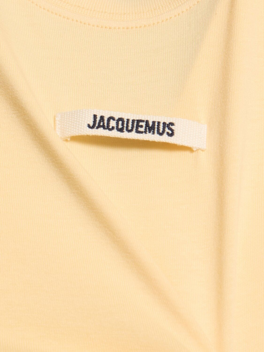 Jacquemus: T-shirt Le Tshirt Gros Grain in cotone - Beige - women_4 | Luisa Via Roma