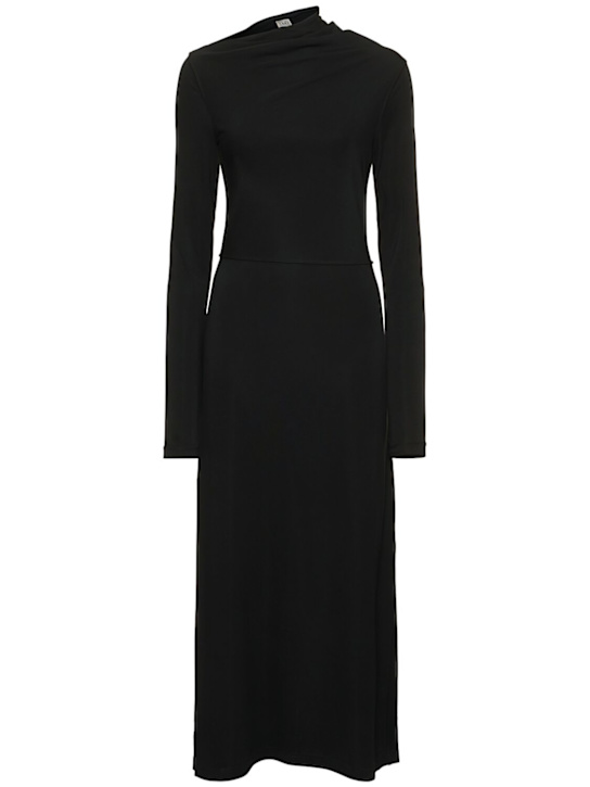 Toteme: Draped jersey long dress - Black - women_0 | Luisa Via Roma