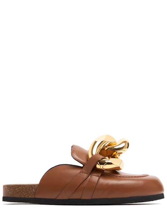 JW Anderson: 15mm Chain leather mules - Tan - women_0 | Luisa Via Roma
