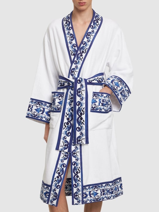 Dolce&Gabbana: Blue Mediterraneo bathrobe -  Mediterranean Blue - men_2 | Luisa Via Roma