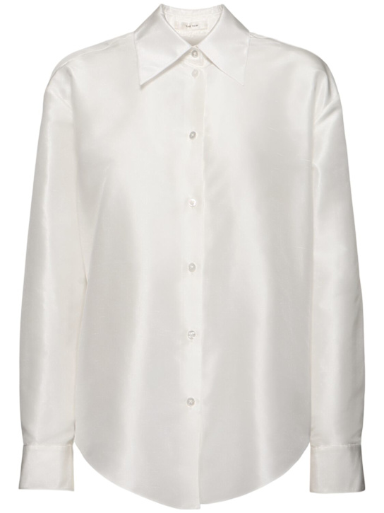The Row: Parave silk chantung shirt - Off White - women_0 | Luisa Via Roma