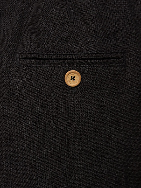 Commas: Wide leg linen pants - Black - men_4 | Luisa Via Roma