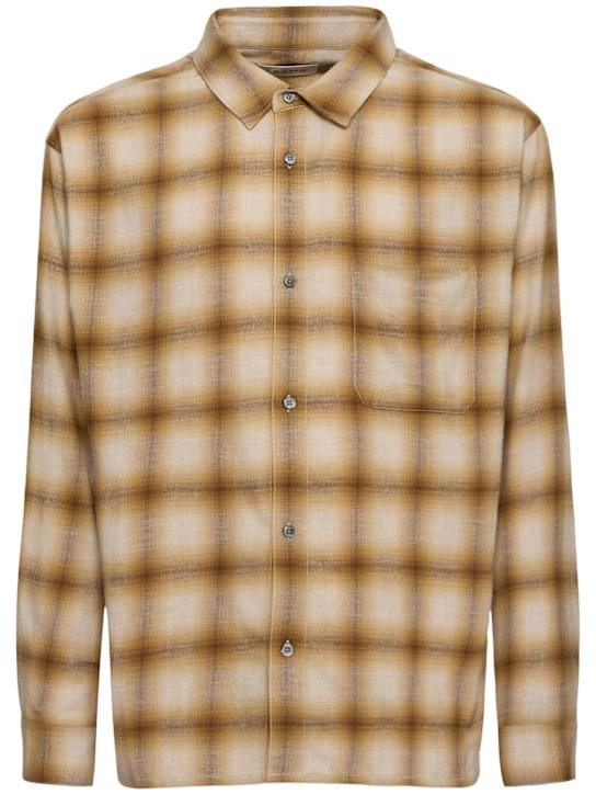 Frame: Lightweight plaid shirt - Tan Plaid - men_0 | Luisa Via Roma