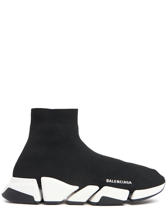 Balenciaga: Sneakers Speed 2.0 in maglia - Nero/Bianco - men_0 | Luisa Via Roma