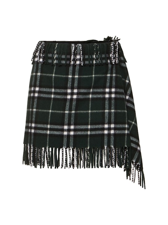 Burberry: Minigonna a quadri - Verde/Multi - women_0 | Luisa Via Roma