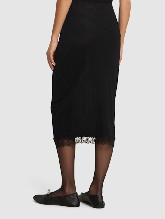 The Row: Indira silk blend midi skirt - Black - women_2 | Luisa Via Roma