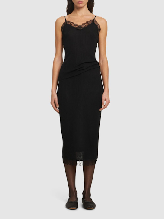 The Row: Indira silk blend midi skirt - Black - women_1 | Luisa Via Roma