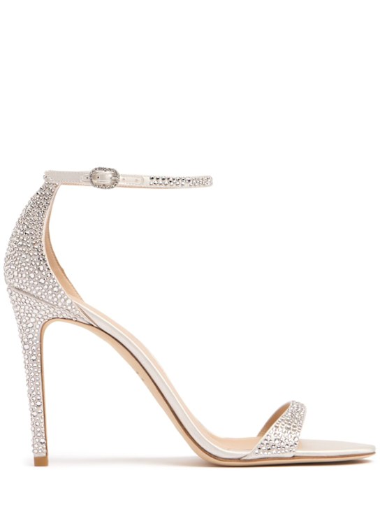 Stuart Weitzman: 100mm Nudist Shine crystal sandals - White - women_0 | Luisa Via Roma