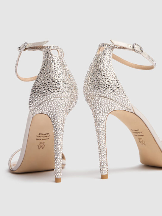 Stuart Weitzman: 100mm Nudist Shine crystal sandals - White - women_2 | Luisa Via Roma