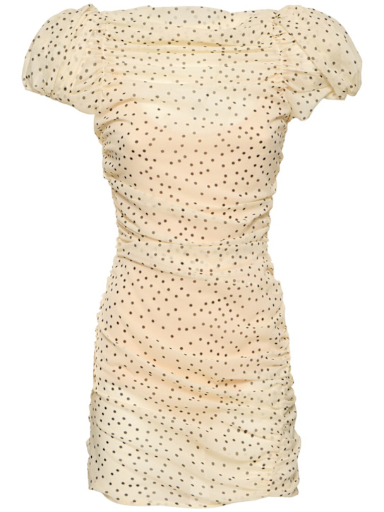Polka dots draped silk mini dress - Thumbnail 1