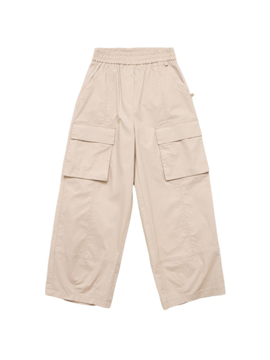 Monnalisa: Pantaloni cargo in cotone stretch - Beige - kids-girls_0 | Luisa Via Roma