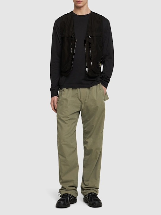 Stone Island: Long sleeve cotton crewneck t-shirt - men_1 | Luisa Via Roma