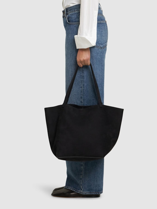 The Row: Park three nubuk leather tote bag - Black Ans - women_1 | Luisa Via Roma