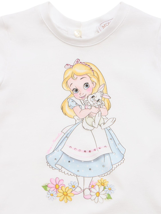 Monnalisa: T-shirt in jersey di cotone stampato - Bianco - kids-girls_1 | Luisa Via Roma