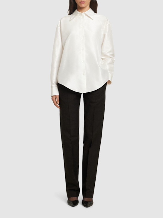 The Row: Parave silk chantung shirt - Off White - women_1 | Luisa Via Roma