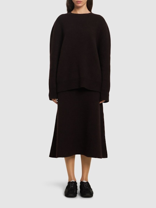 The Row: Idea silk blend knit crewneck sweater - Dark Brown - women_1 | Luisa Via Roma