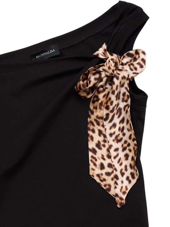 Monnalisa: Top con cuciture Milano e fiocco - Nero - kids-girls_1 | Luisa Via Roma