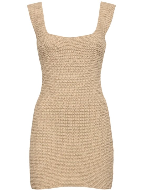 Andreadamo: Chunky knit cotton blend mini dress - women_0 | Luisa Via Roma