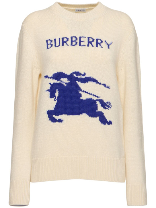 Burberry: Maglia girocollo in lana e cashmere - women_0 | Luisa Via Roma