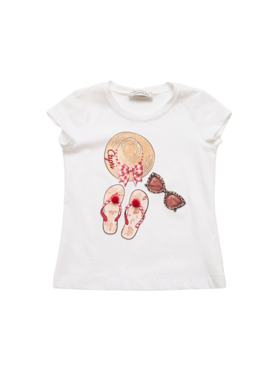 Monnalisa: T-shirt in jersey stampata - Bianco - kids-girls_0 | Luisa Via Roma