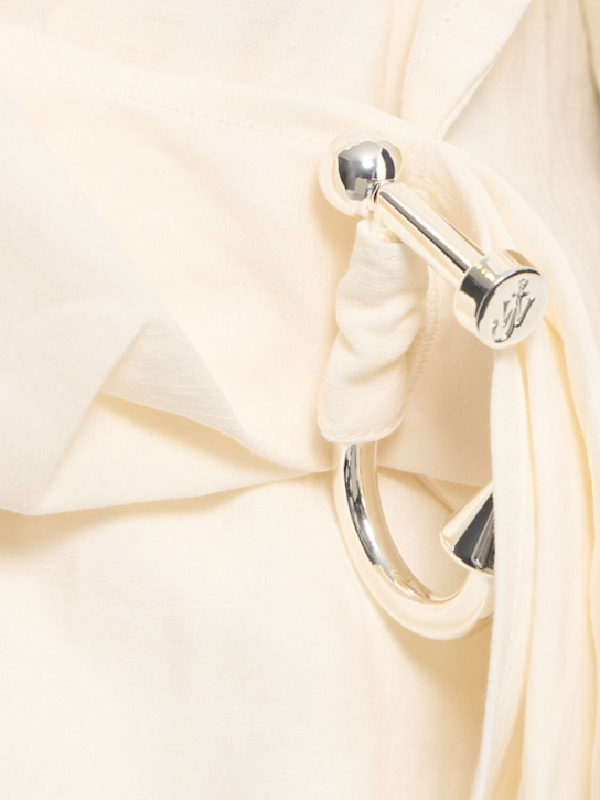 JW Anderson: Draped twisted viscose & linen shirt - White - women_4 | Luisa Via Roma