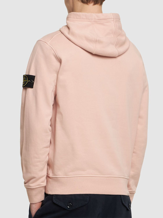 Stone Island: Hooded cotton sweatshirt - Antique Rose - men_2 | Luisa Via Roma