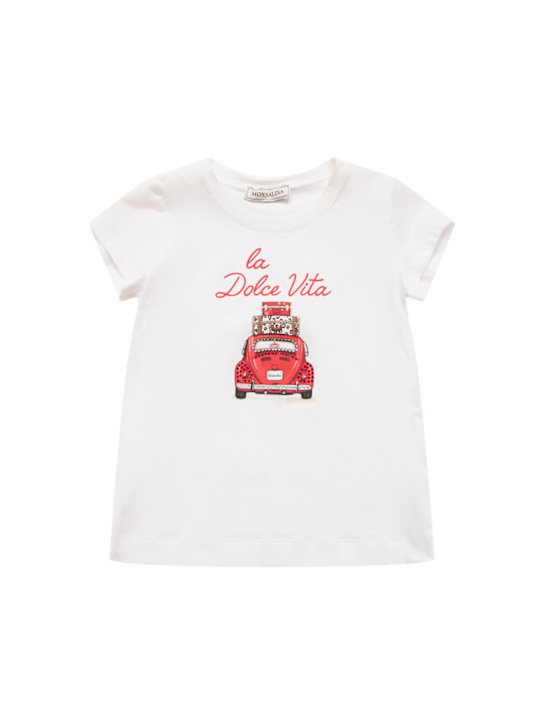 Monnalisa: T-shirt in jersey stampata - Bianco - kids-girls_0 | Luisa Via Roma