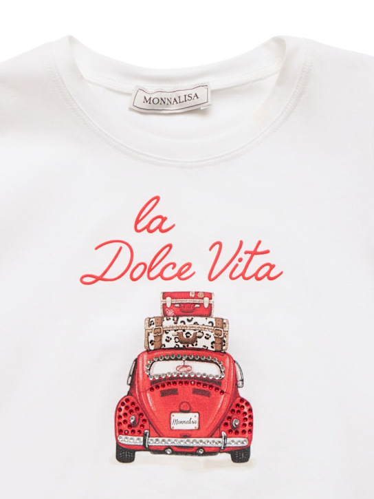 Monnalisa: T-shirt in jersey stampata - Bianco - kids-girls_1 | Luisa Via Roma