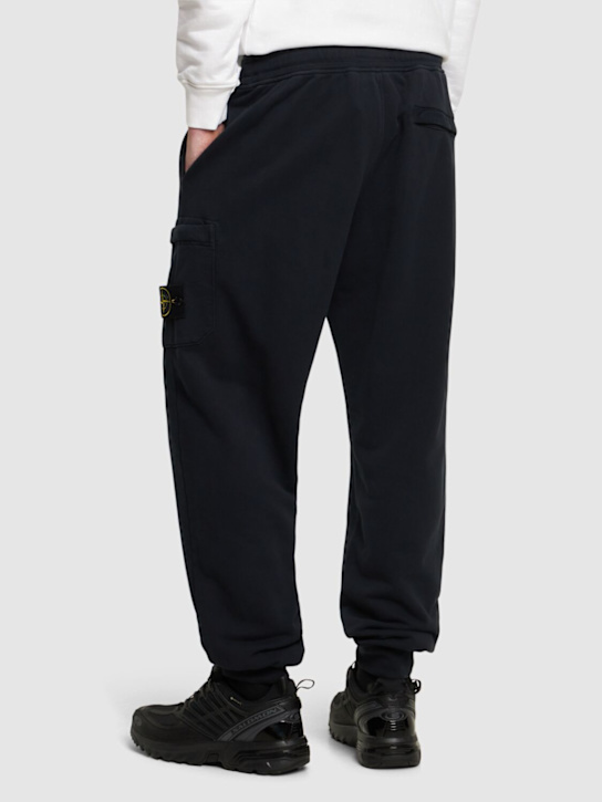 Stone Island: Cotton logo patch sweatpants - Navy - men_2 | Luisa Via Roma