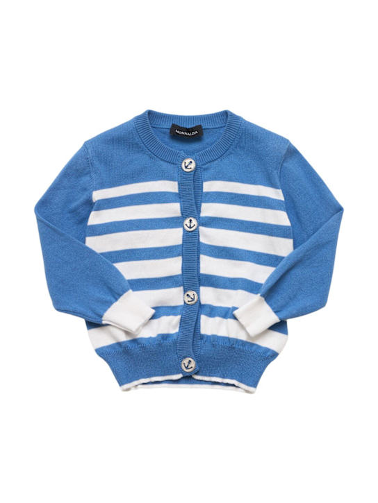Monnalisa: Striped cotton knit cardigan - kids-boys_0 | Luisa Via Roma