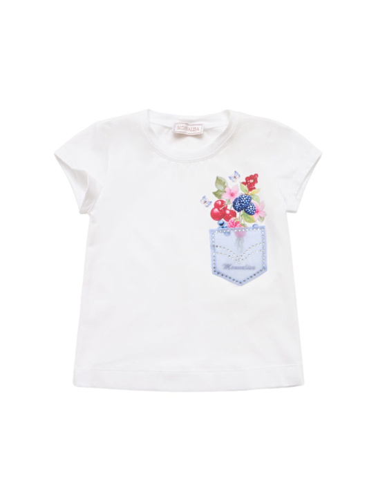 Monnalisa: ジャージーTシャツ - ホワイト - kids-girls_0 | Luisa Via Roma