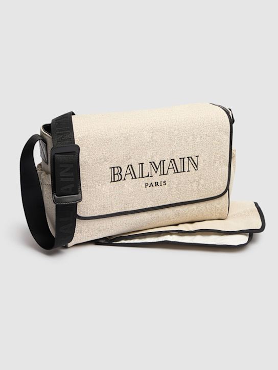 Balmain: Cotton canvas changing bag w/ logo - kids-boys_1 | Luisa Via Roma