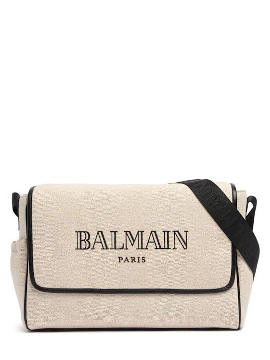 Balmain: Cotton canvas changing bag w/ logo - kids-boys_0 | Luisa Via Roma