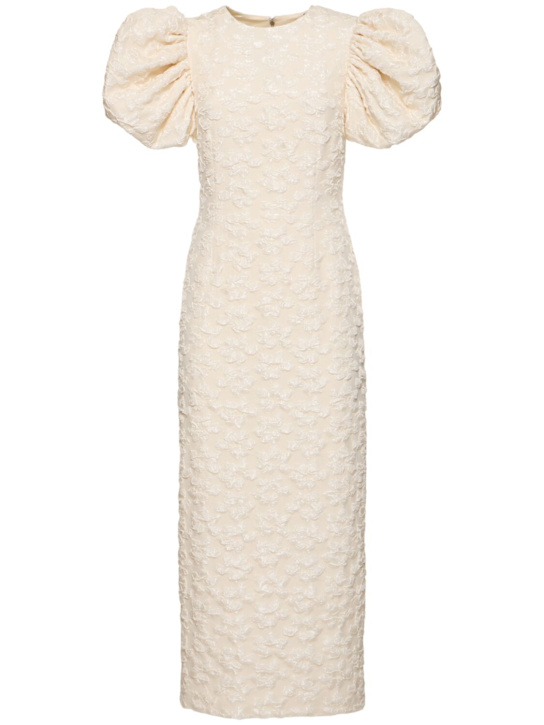 Rotate: Ruby jacquard puff sleeve midi dress - White - women_0 | Luisa Via Roma