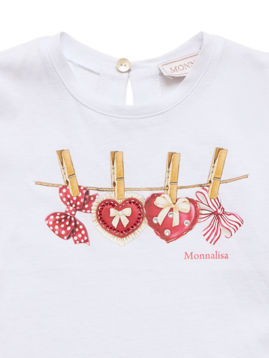 Monnalisa: T-shirt in jersey di cotone stampato - Bianco - kids-girls_1 | Luisa Via Roma