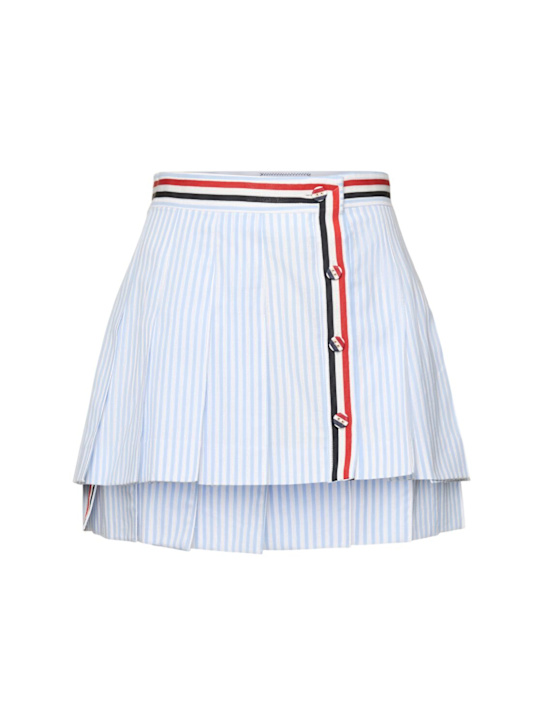 Thom Browne: Pleated cotton poplin mini skirt - women_0 | Luisa Via Roma
