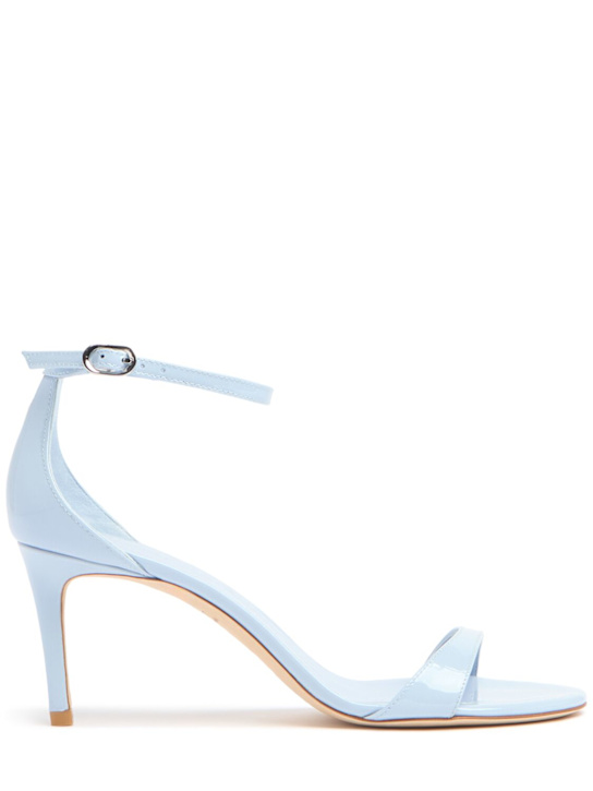 Stuart Weitzman: 75mm Nudist II patent leather sandals - Light Blue - women_0 | Luisa Via Roma