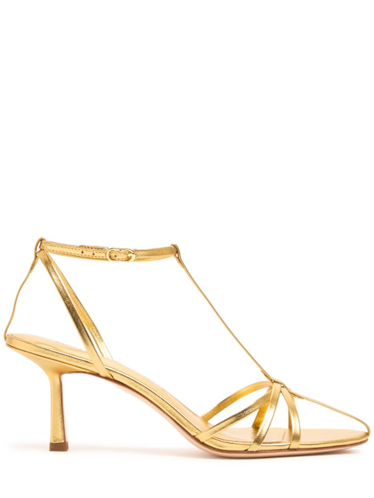 Studio Amelia: 70mm Aviary metallic leather sandals - Gold - women_0 | Luisa Via Roma