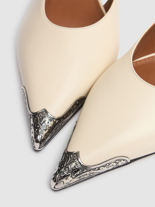 Paris Texas: 35mm Jessica leather western slingbacks - White - women_3 | Luisa Via Roma