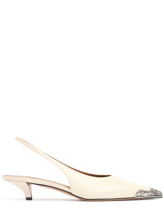 Paris Texas: 35mm Jessica leather western slingbacks - White - women_0 | Luisa Via Roma