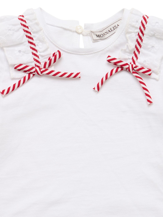 Monnalisa: T-shirt in jersey di cotone stampato - Bianco - kids-girls_1 | Luisa Via Roma