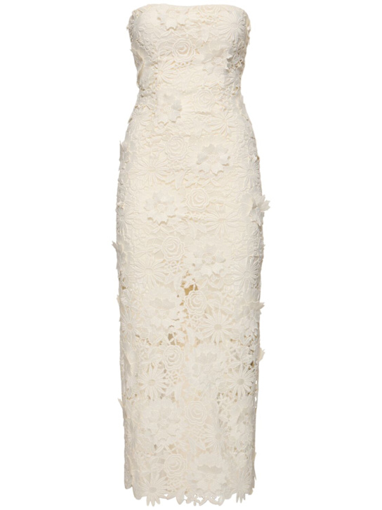 Rotate: Albertina lace strapless midi dress - White - women_0 | Luisa Via Roma