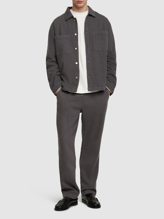 Frame: Textured terry relaxed shirt - Slate Gray - men_1 | Luisa Via Roma