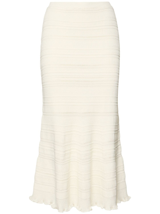 Lanvin: Tricoté cotton knit midi skirt - women_0 | Luisa Via Roma