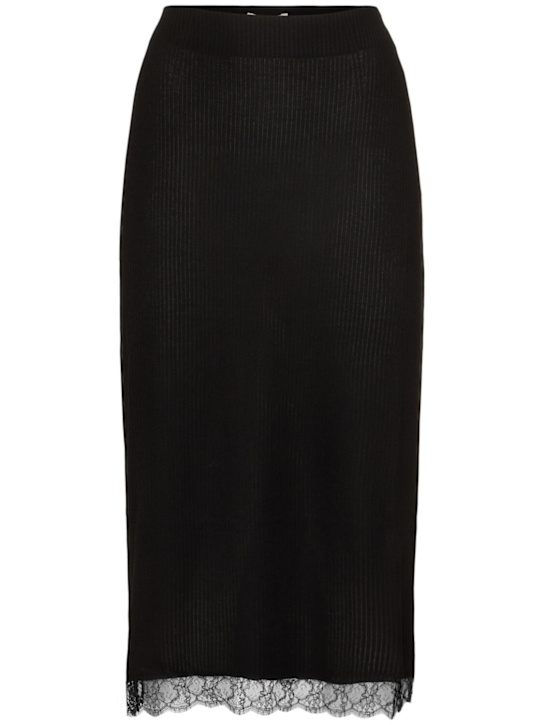 The Row: Indira silk blend midi skirt - Black - women_0 | Luisa Via Roma